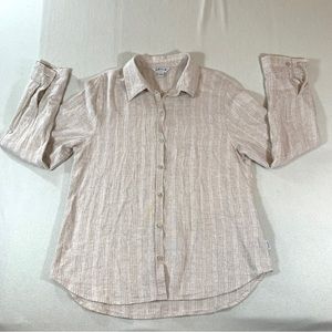 Orvis button up linen blend shirt womens small